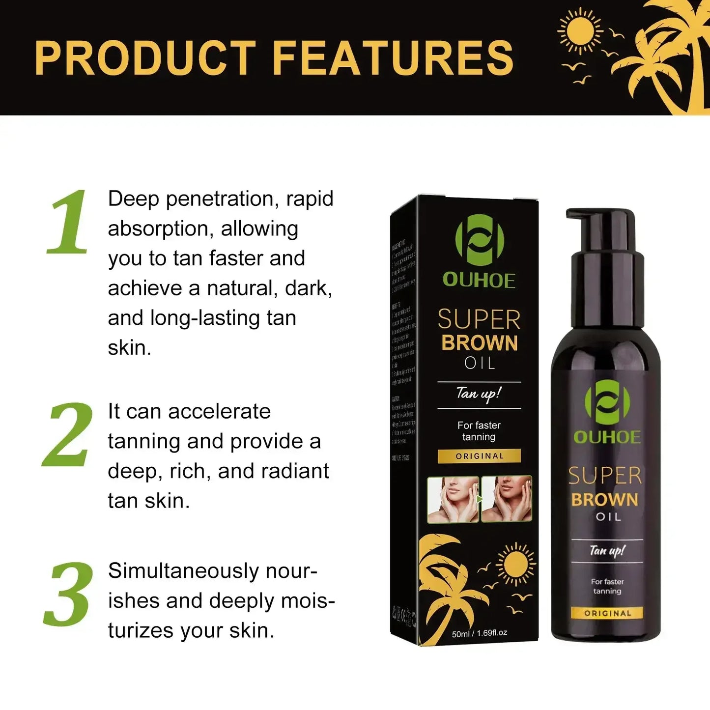 Ouhoe Intensive Sunless Tanning Oil For Bronzing Glow