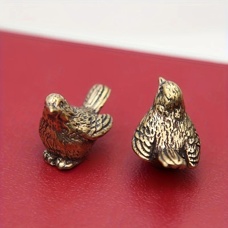 Brass Sparrow Figurine Desktop Tea Pet Home Decoration Gift