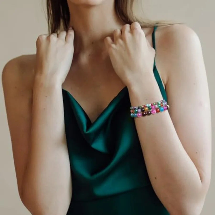 Healing Crystal Beaded Bracelets Set For Women Three Piece