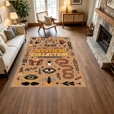 Mystical Bohemian Snake Pattern Non Slip Polyester Carpet