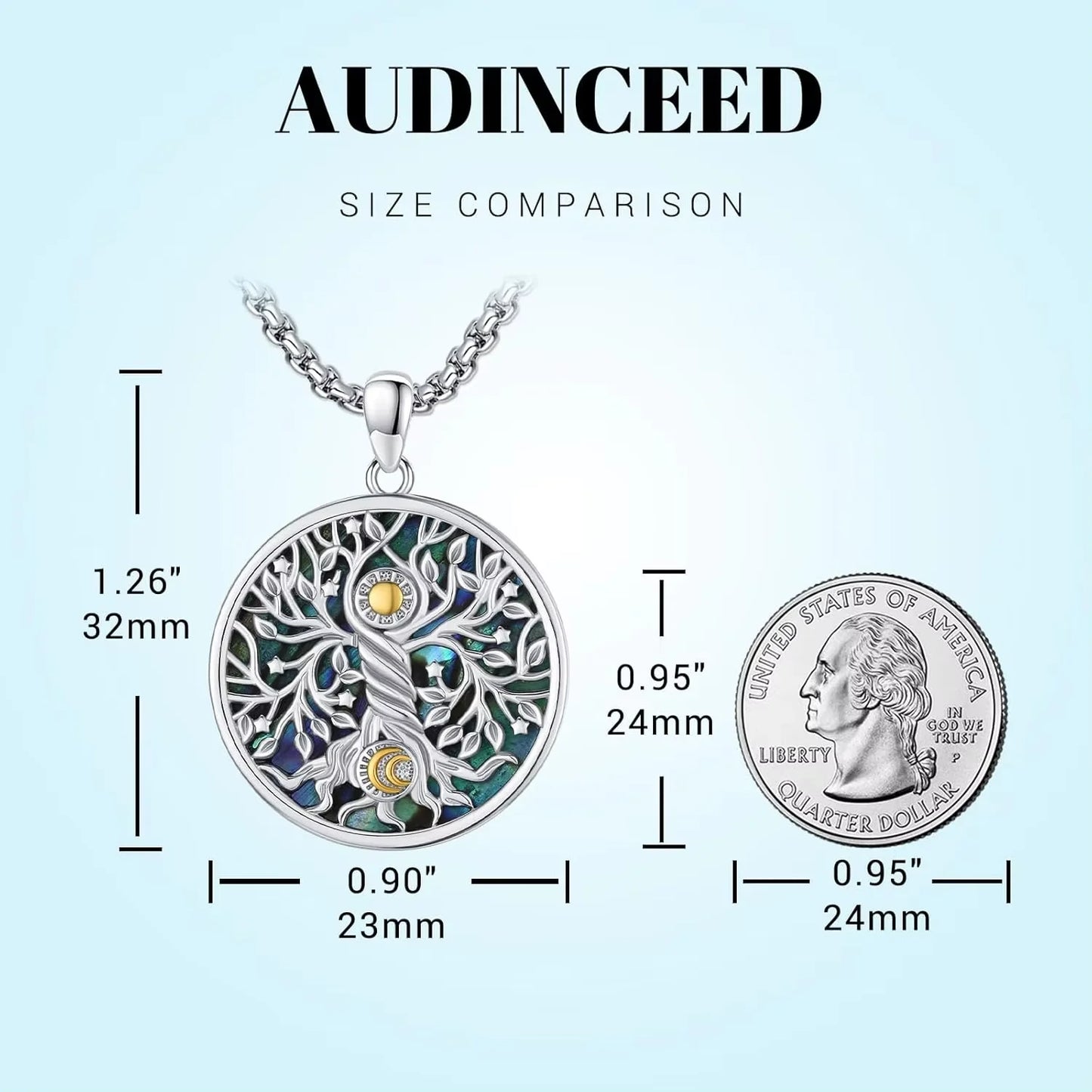 DRINSPER 925 Sterling Silver Tree Of Life Pendant Necklace