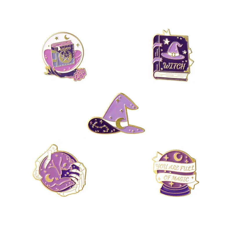 Pinsalot Witch Cat Enamel Pin Magic Hat Crystal Ball