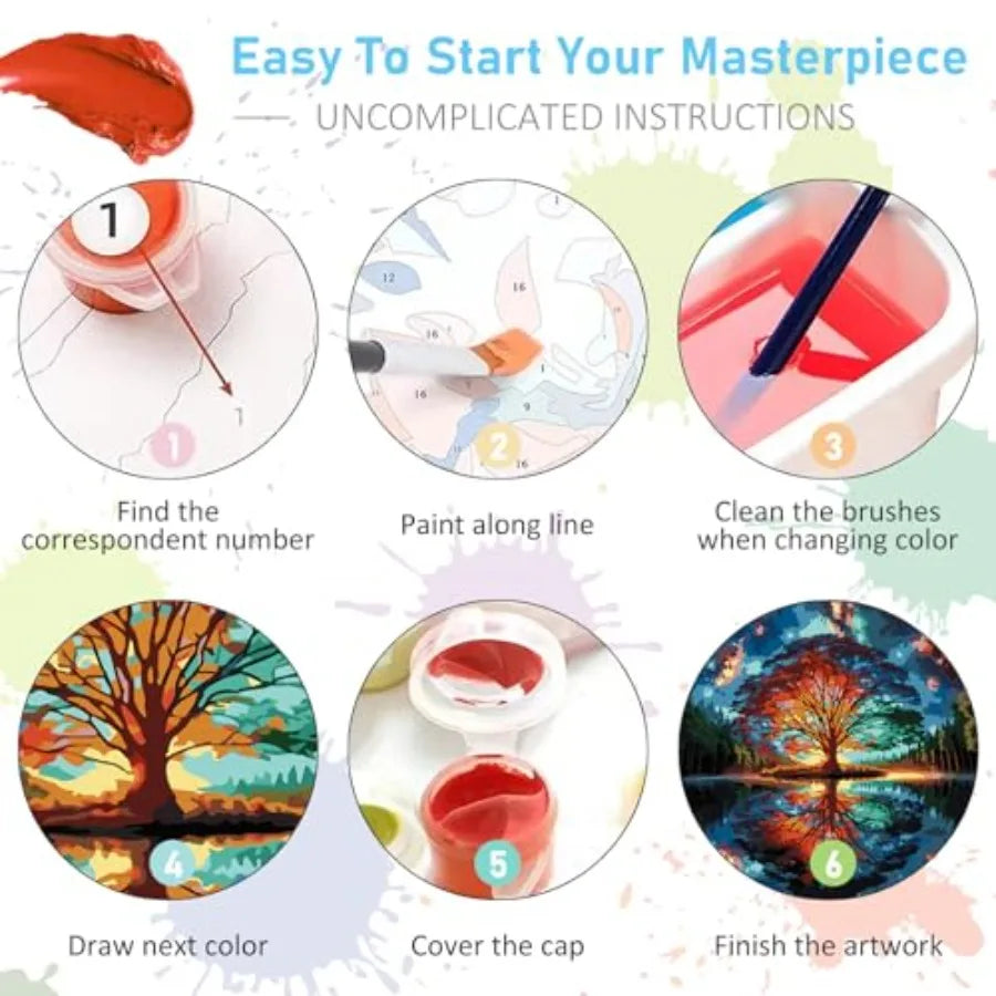 Tree of Life Acrylic Paint by Number Kits on Canvas for Adult Beginners