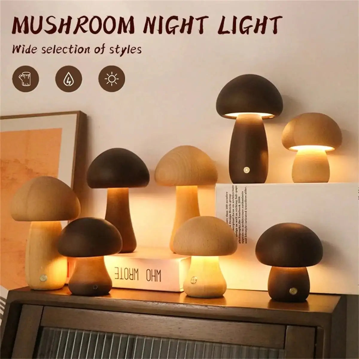 LED Mushroom Table Lamp Dimmable Night Light For Bedroom Decor