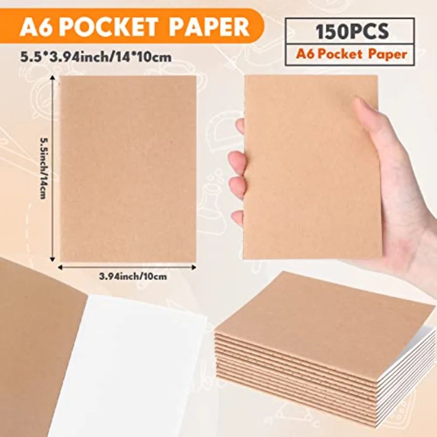 Kraft Paper Notebooks 150 Pack Blank Page Sewn Travel Journal