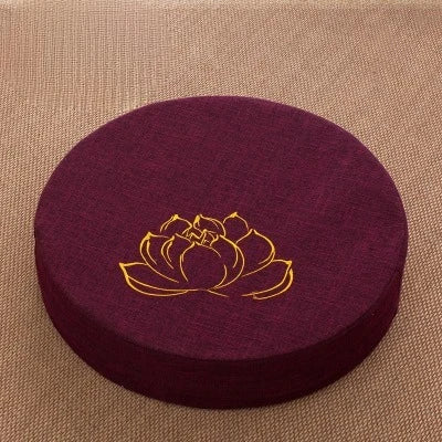 Meditation Linen Cushion Lotus Texture Backrest Pillow
