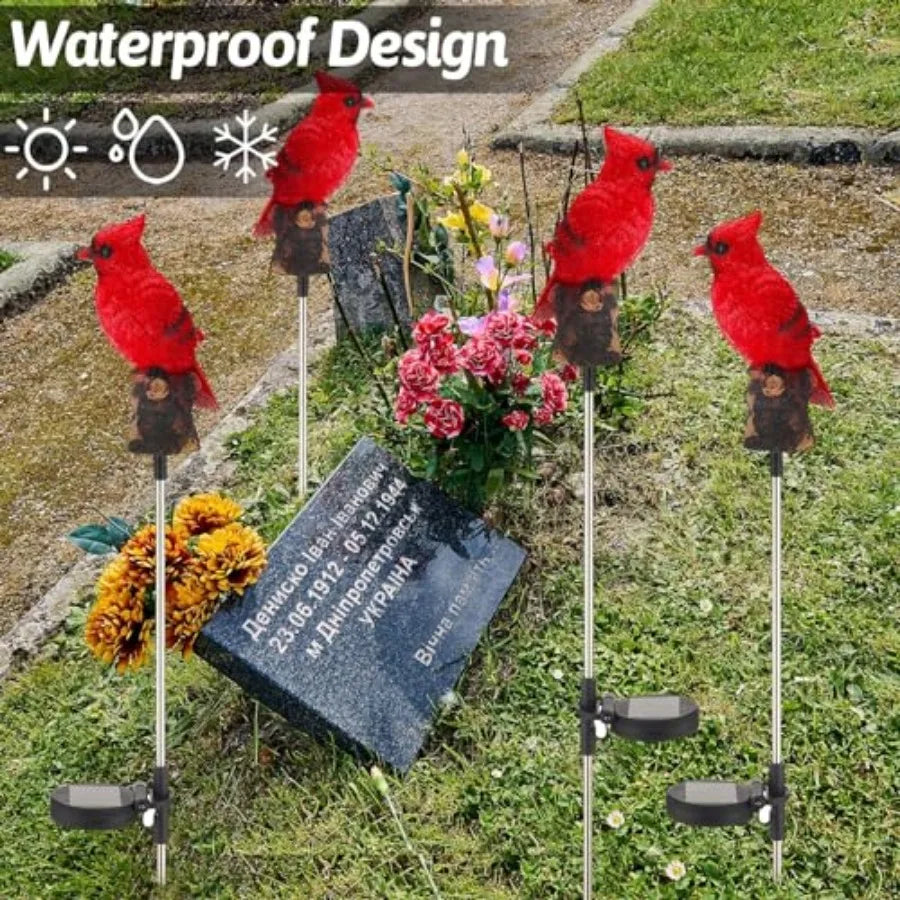Solar Powered Cardinal Garden Stake Light Outdoor Pathway Decor