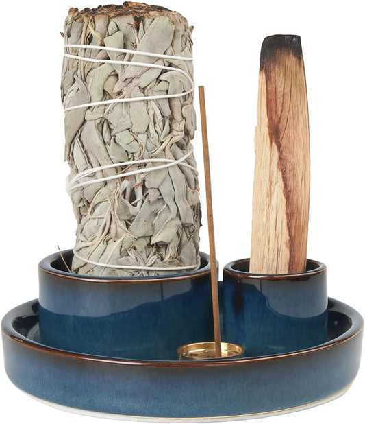 Ceramic 4-In-1 Incense Holder, Sage Burner, Ash Tray