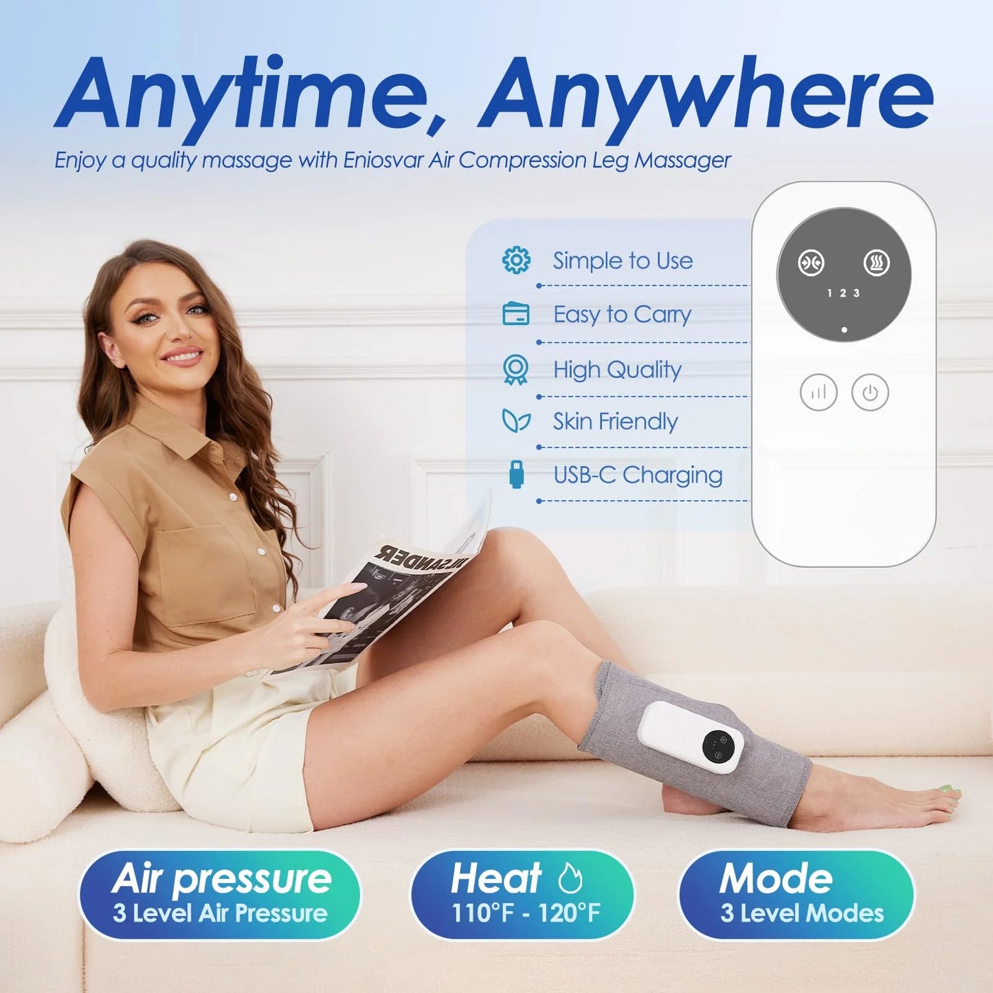 Cordless Leg Massager With Heat And Air Compression For Circulation