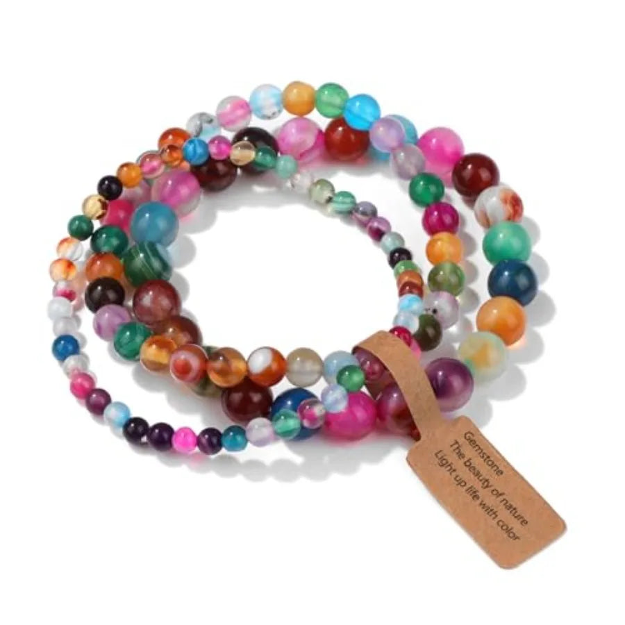 Healing Crystal Beaded Bracelets Set For Women Three Piece