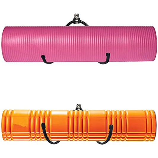 Professional Wall Mount Yoga Mat Foam Roller Storage Rack