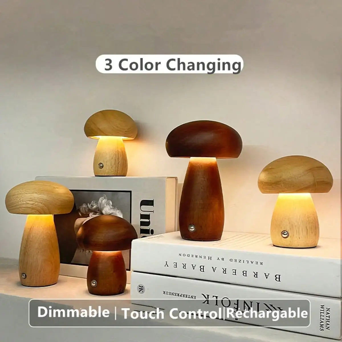 LED Mushroom Table Lamp Dimmable Night Light For Bedroom Decor