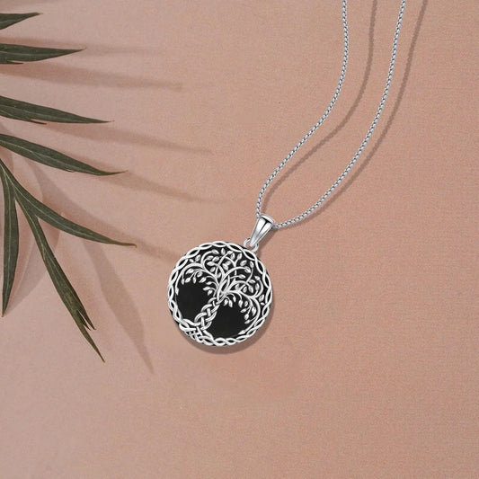 DRINSPER 925 Sterling Silver Tree Of Life Pendant Necklace