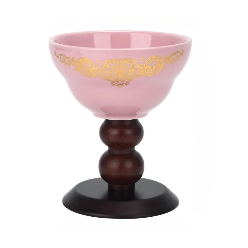 Decorative Ceramic Tea Light Candle Holder With Wooden Pedestal Base