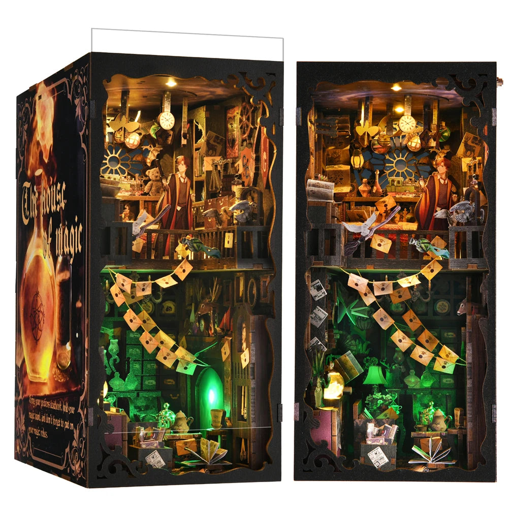 AslowSnail Diy Wooden Magic House Book Nook Kit For Shelves
