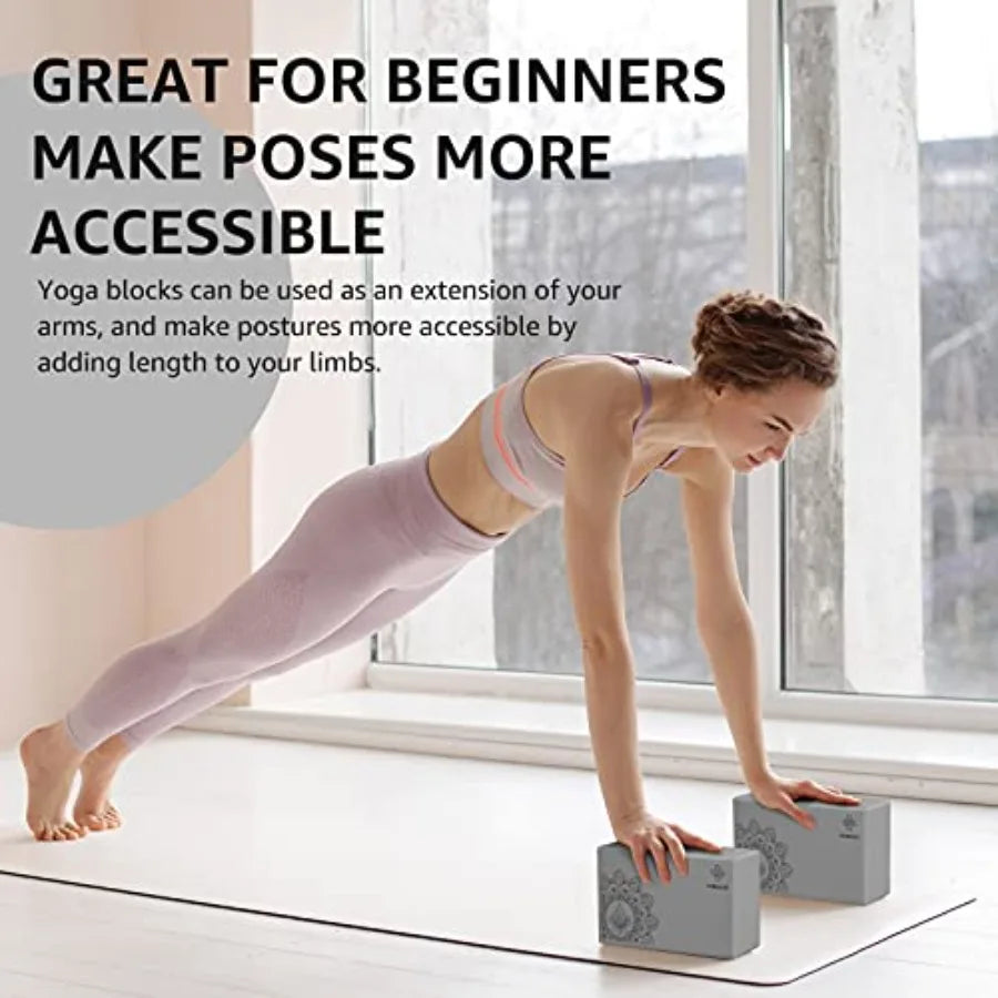 Yoga Block 2 Pack Latex Free EVA Foam NonSlip Surface