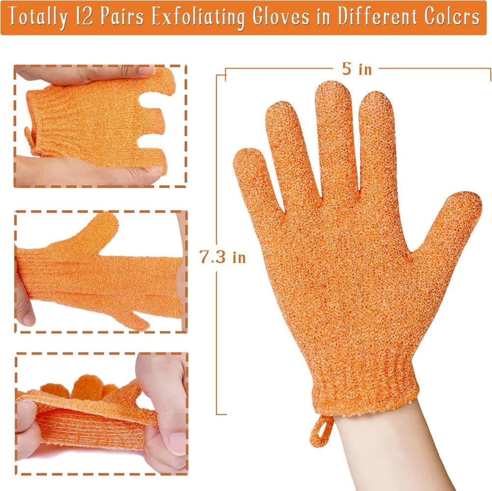 24-Piece Exfoliating Bath Gloves Set for Spa Skin Care