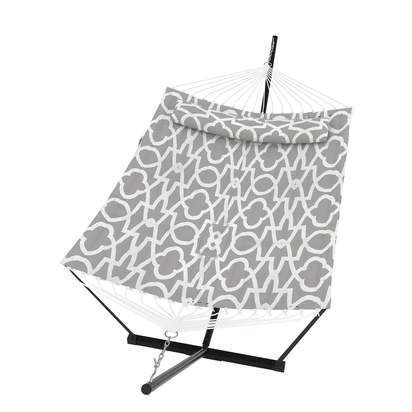 Double Outdoor Hammock For Two With Cushion And Foldable Steel Stand – Portable Heavy Duty
