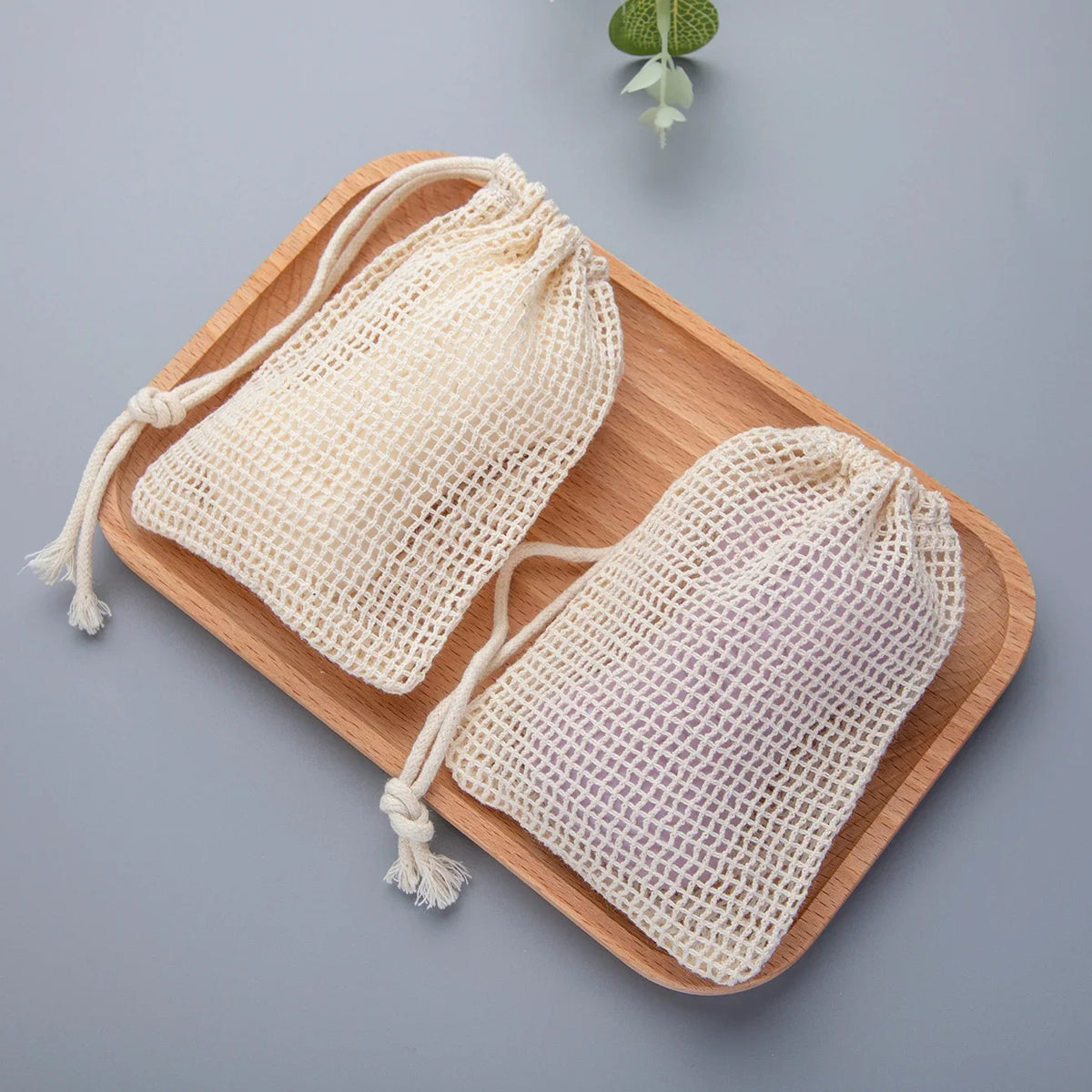 Natural Cotton Soap Saver Bags Eco Friendly Lathering Mesh Pouches