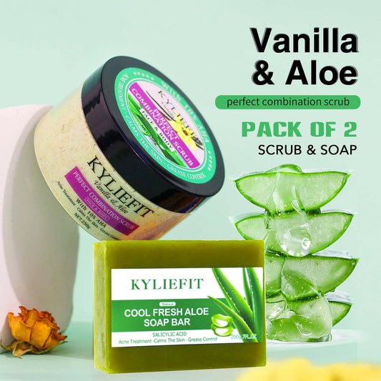 AILKE Organic Scrub Set for Face and Body with Aloe