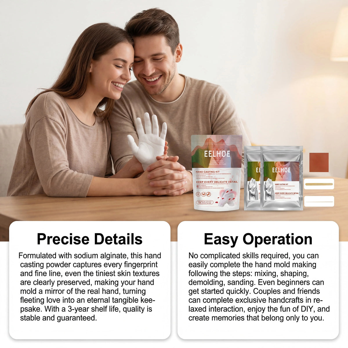 DIY Plaster Hand Mold Casting Kit For Couples Handholding Sculpture