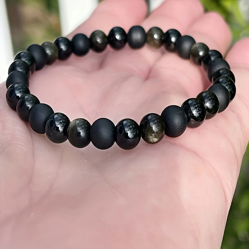 Natural Stone Elastic Bracelet With Triple Protection Features