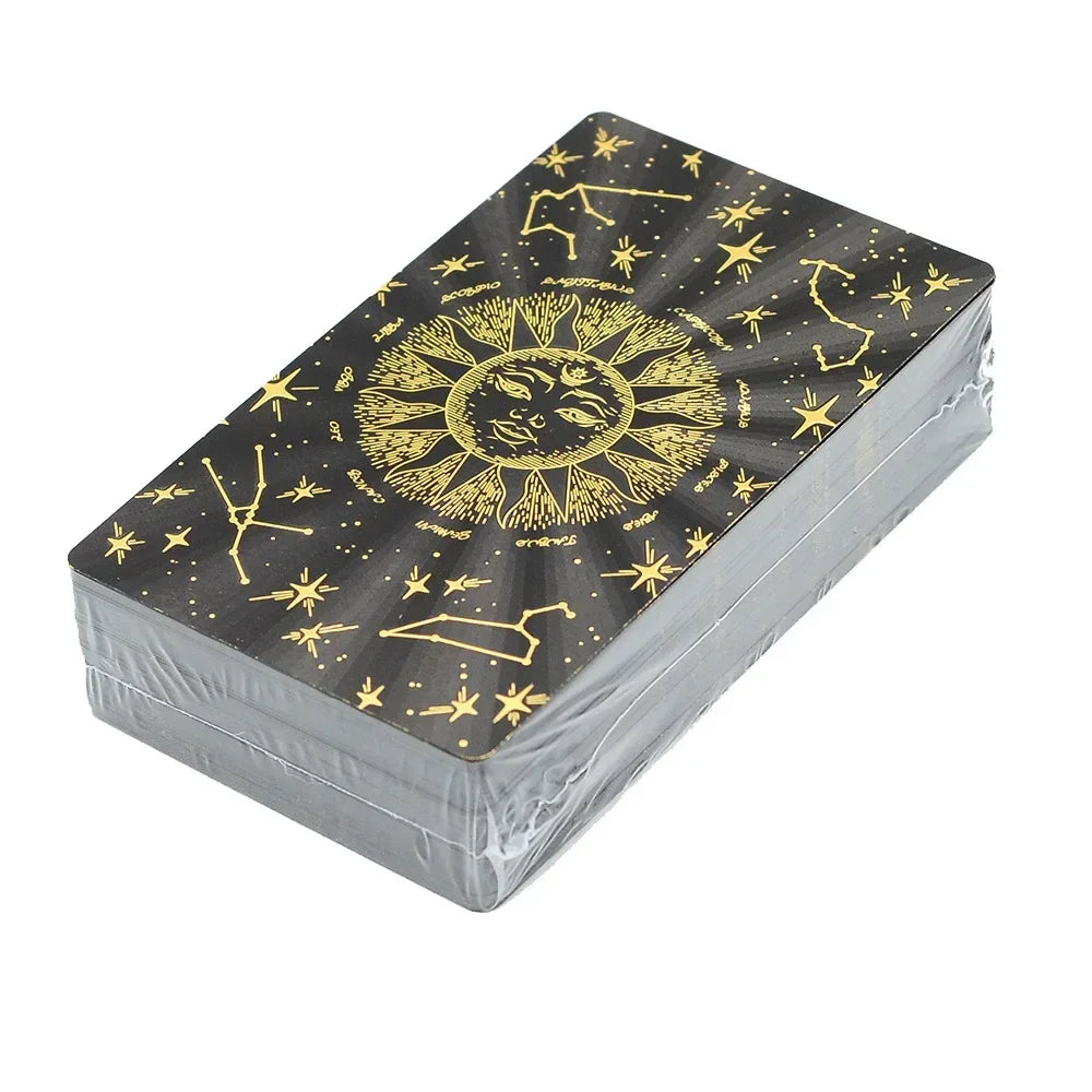 Gold Foil Tarot Card Deck Gift Box Sun Feather Design