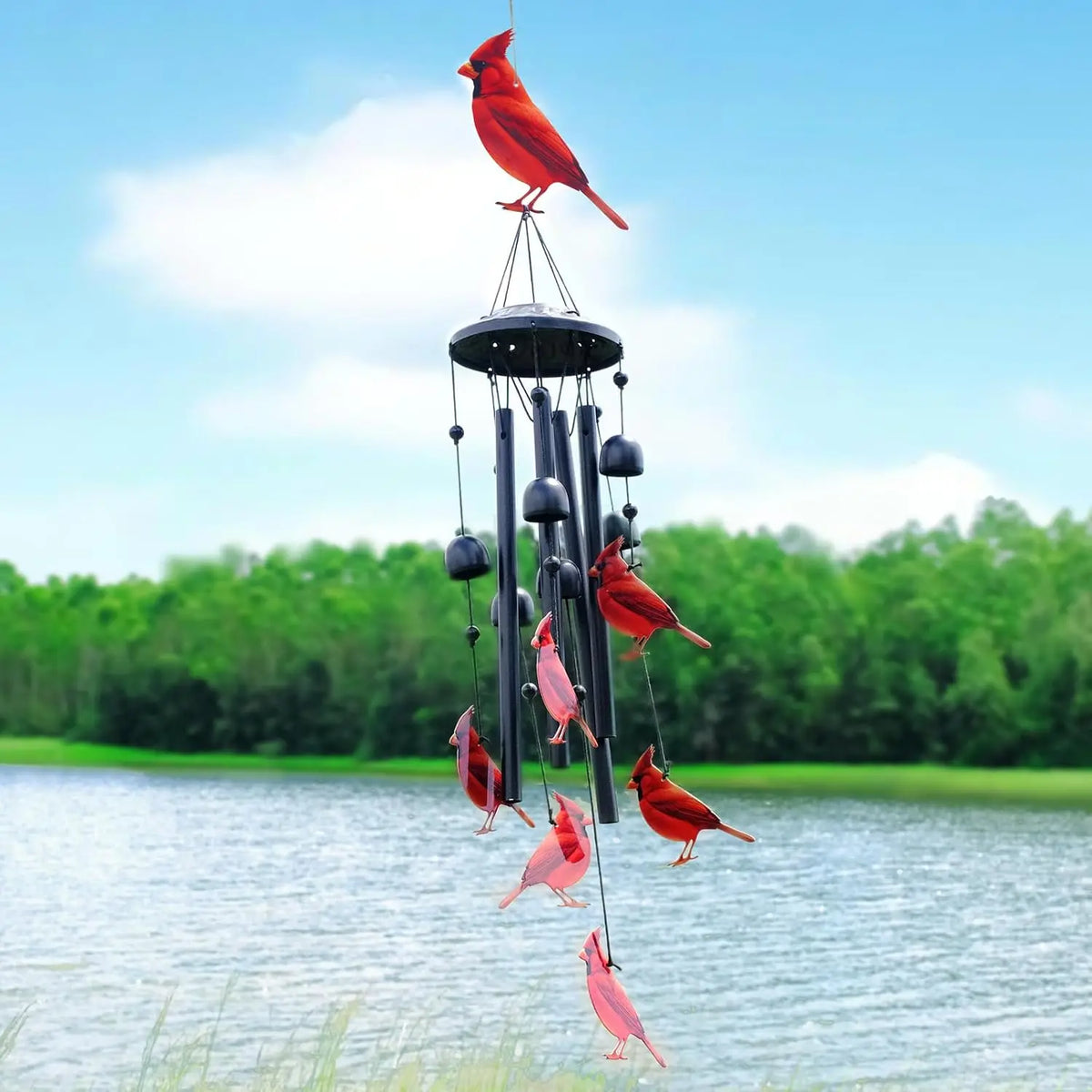 Artistic Cardinal Wind Chimes For Outdoor Garden Memorial Decoration