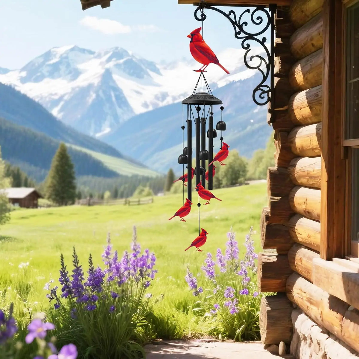 Artistic Cardinal Wind Chimes For Outdoor Garden Memorial Decoration