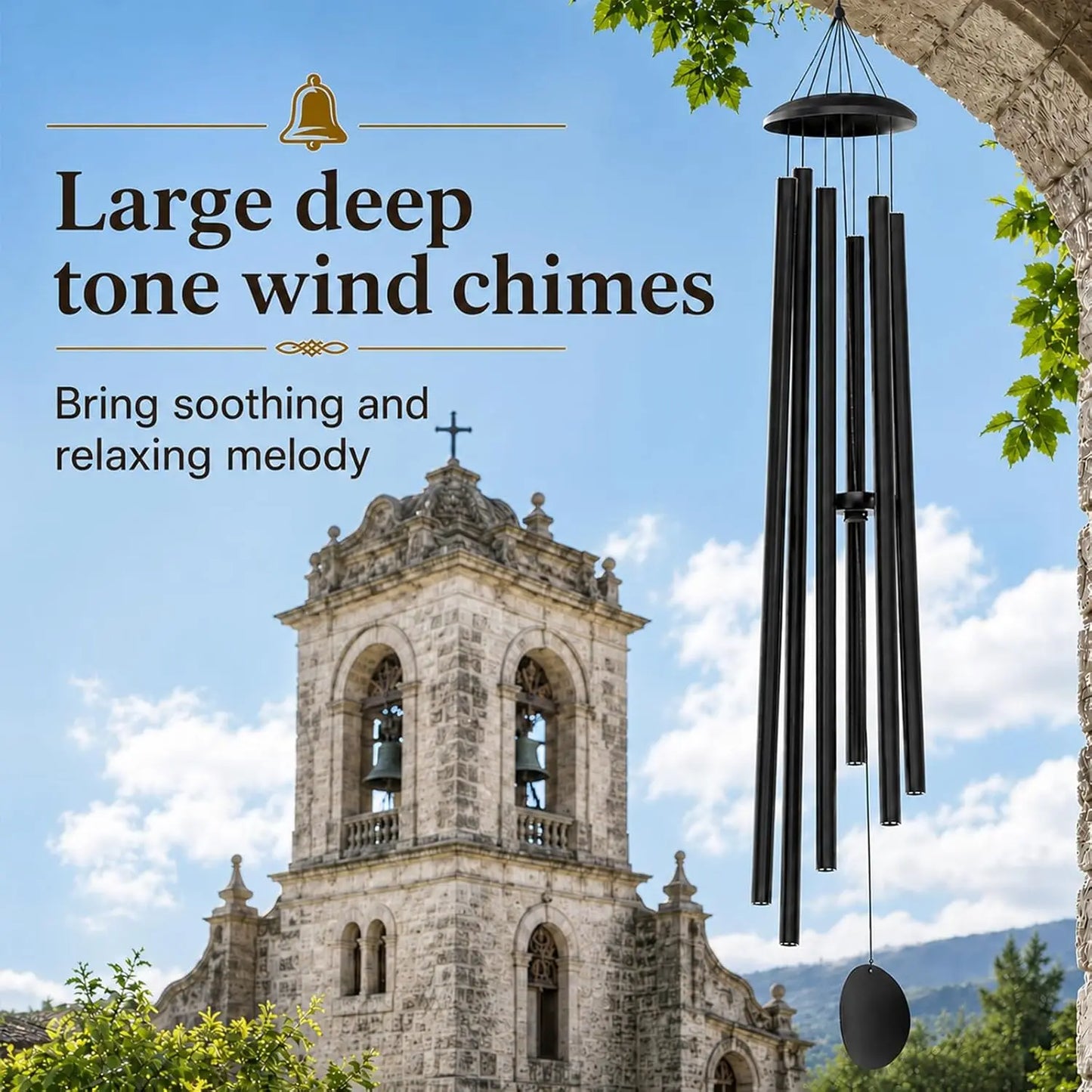Outdoor Wind Chime With Deep Tone And Six-Tube Aluminum Tubes