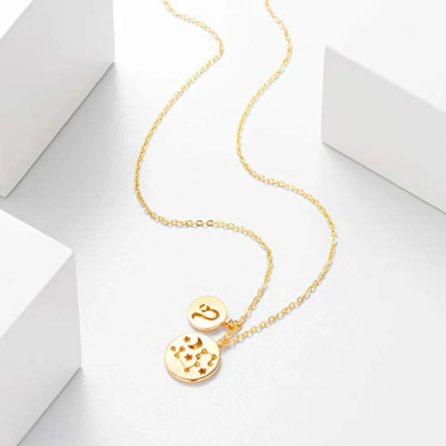18K Gold Plated Astrology Zodiac Necklace With Constellation Pendant