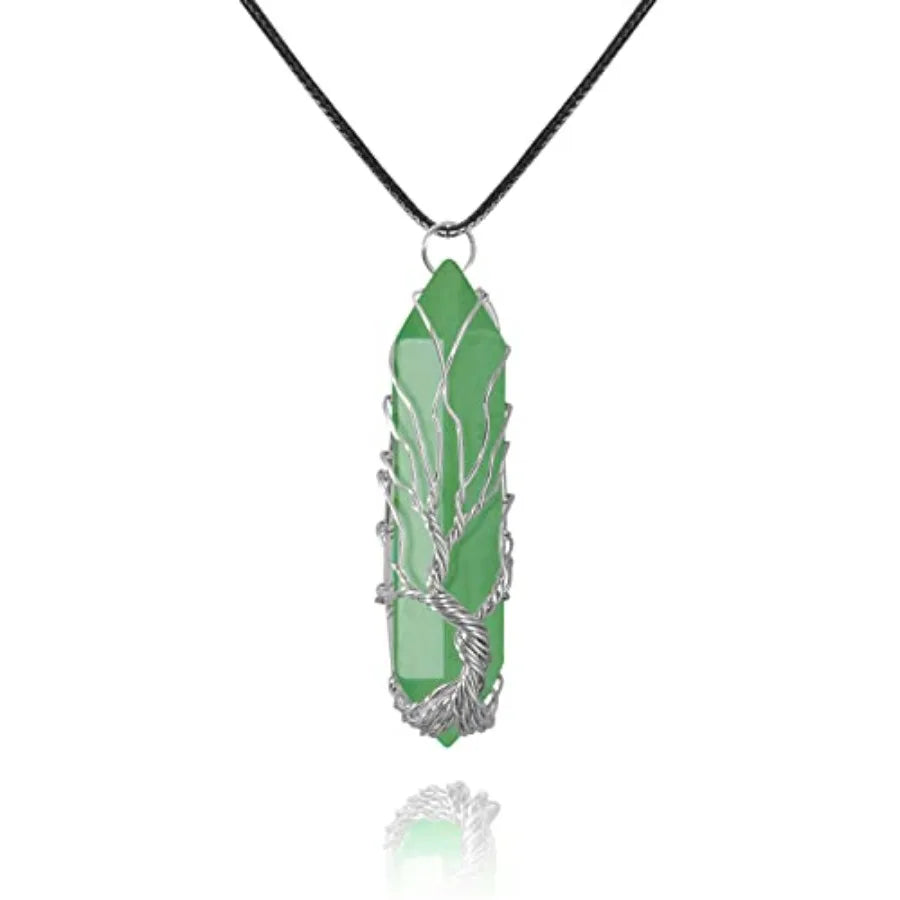 Tree Of Life Healing Crystal Necklace Wire Wrapped Quartz Pendant