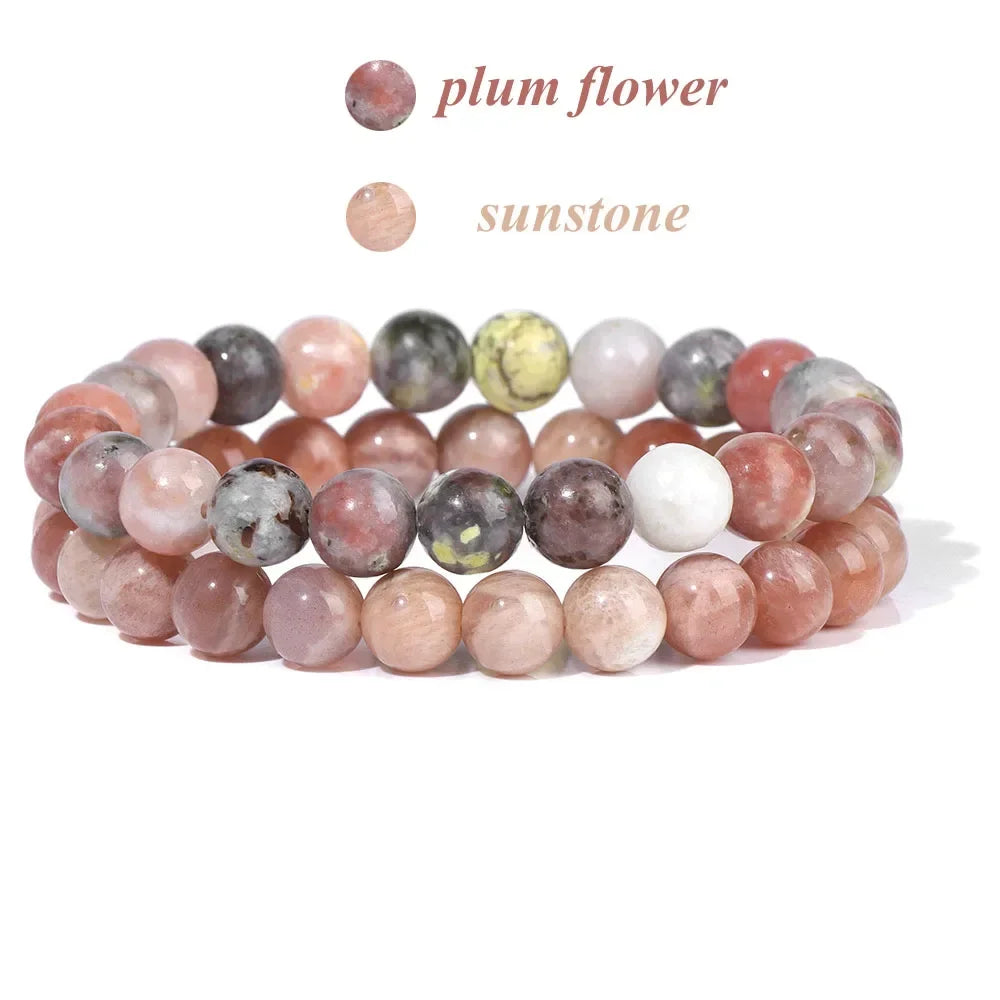 GolbalJew 2-Piece Natural Stone Bead Bracelet Set Unisex Fashion Gift