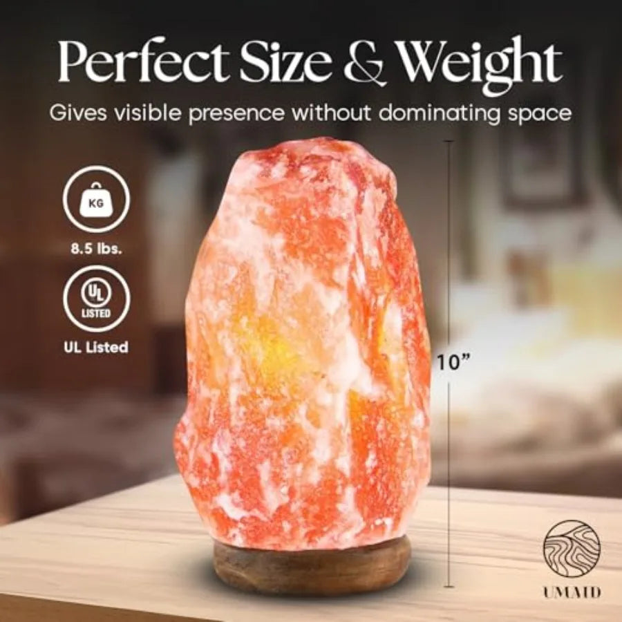 Himalayan Salt Lamp With Wooden Base And Dimmer Night Light