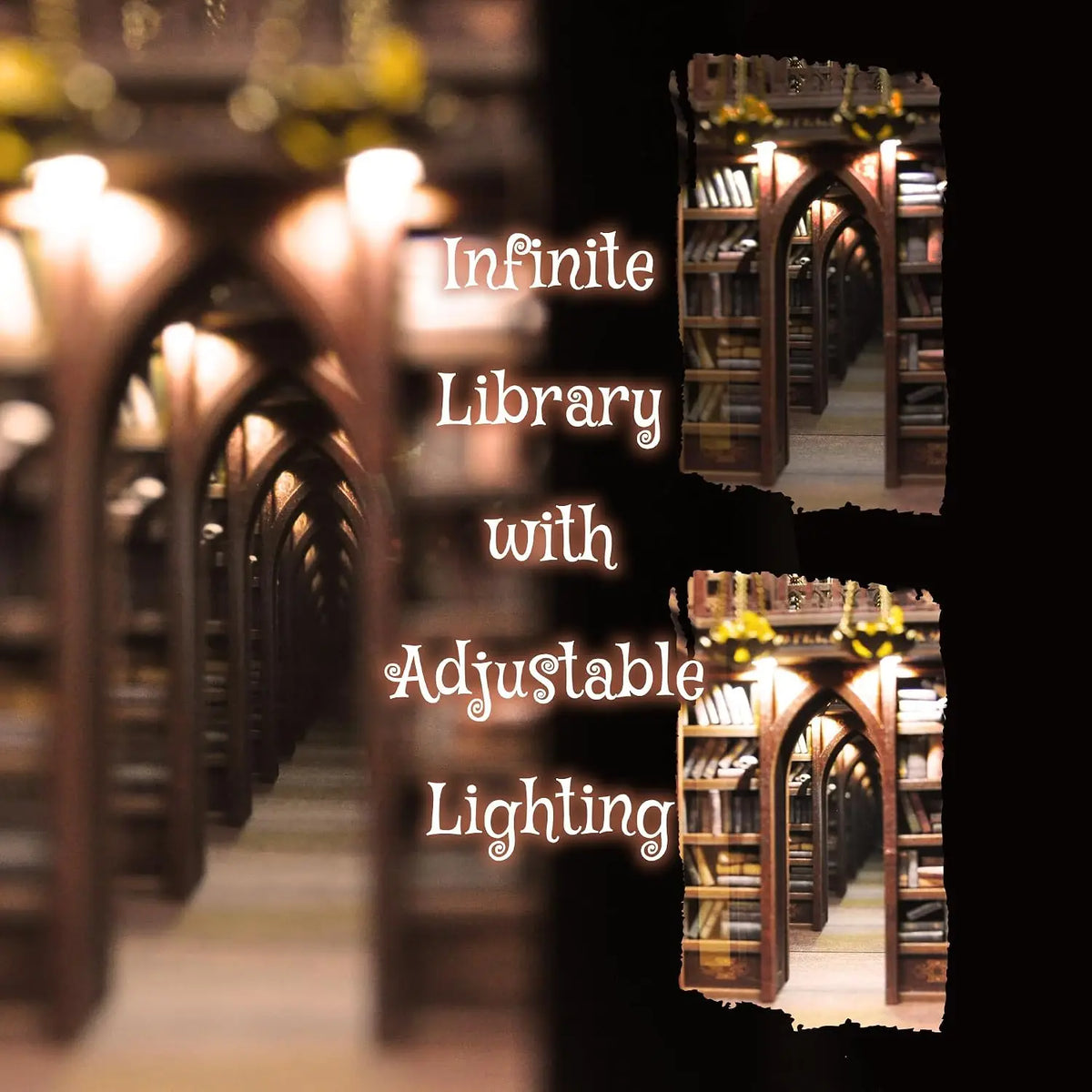 SHXI DIY Book Nook Kit With Flame Illusion Infinite Library
