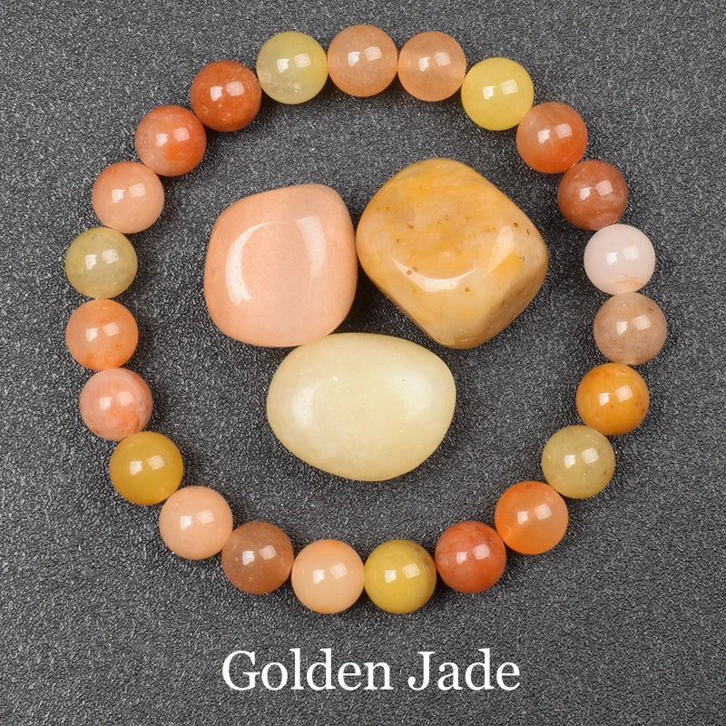 QLDDDstar Natural Golden Obsidian Stone Beaded Bracelet For Men And Women