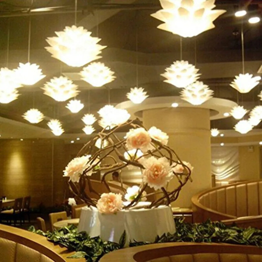 DIY Magnetic Jigsaw Lotus Flower Lamp Shade Plastic Pendant Lighting