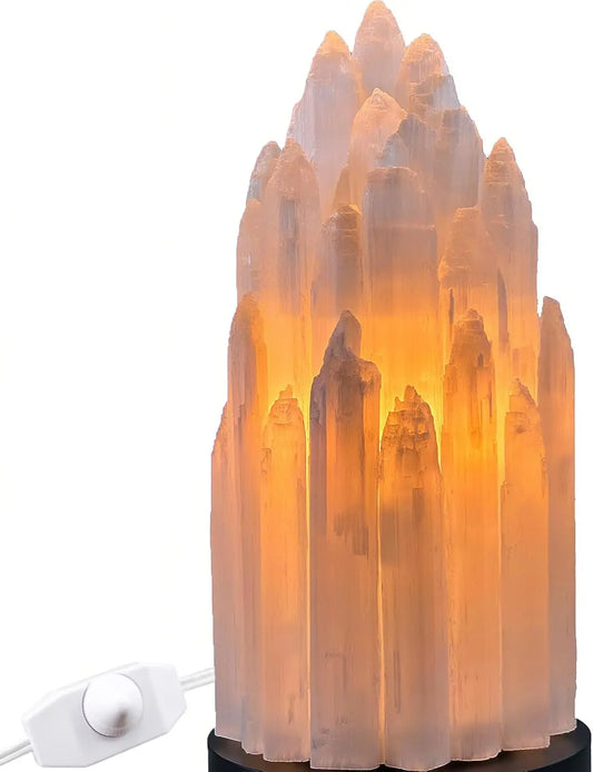 Selenite Crystal Salt Lamp With Dimmer For Bedroom Decor