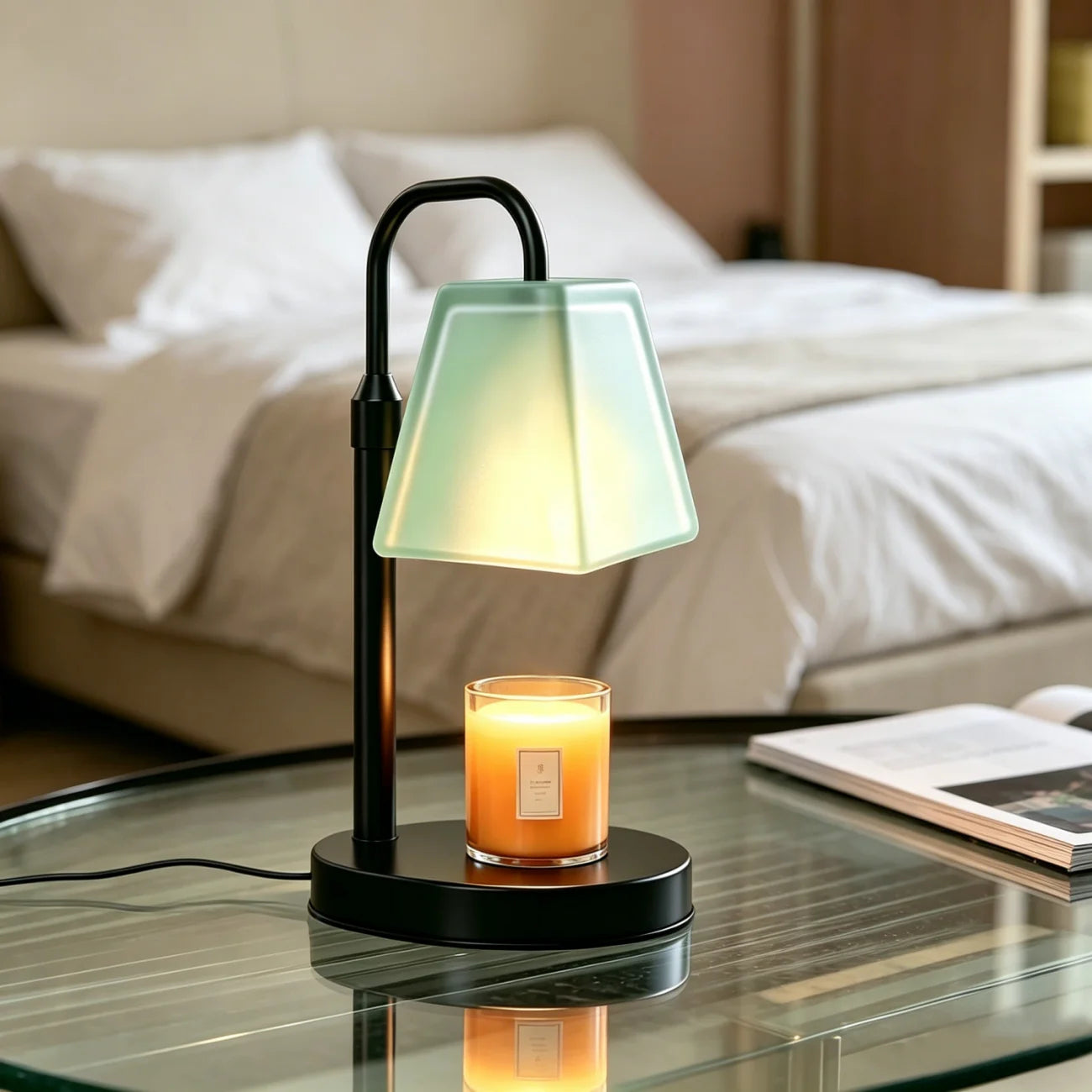 Glass Shade Candle Warmer With 4 Key Timer US Plug