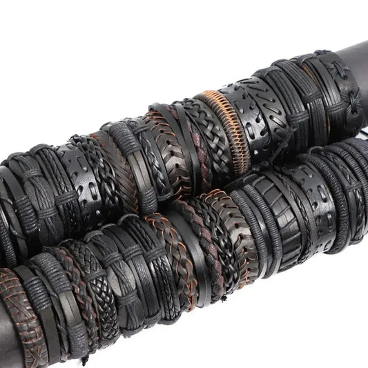 Random Style Leather Rope Bracelet Set For Men And Women