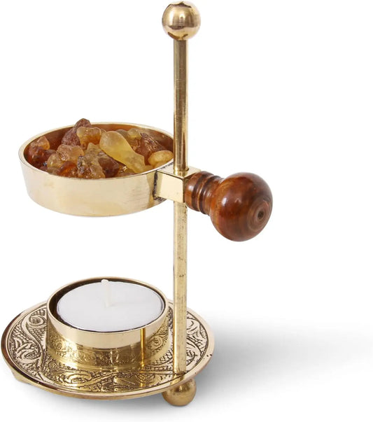 Elegant Brass Incense Burner Dual Use Tea Light Or Charcoal