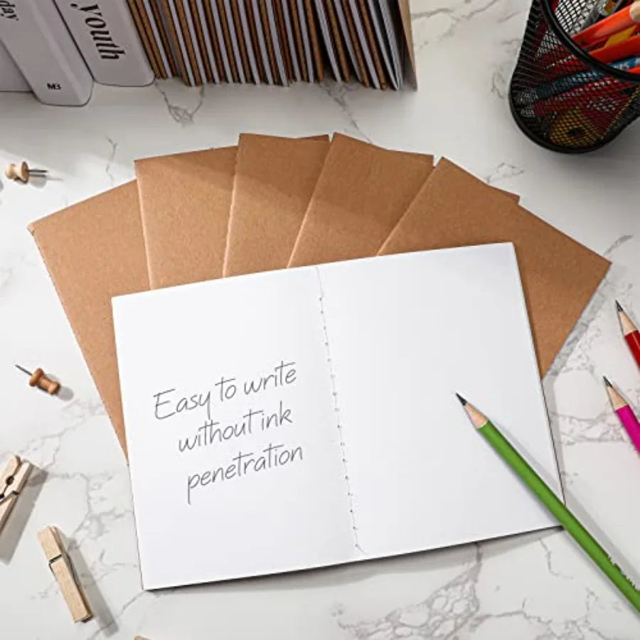 Kraft Paper Notebooks 150 Pack Blank Page Sewn Travel Journal