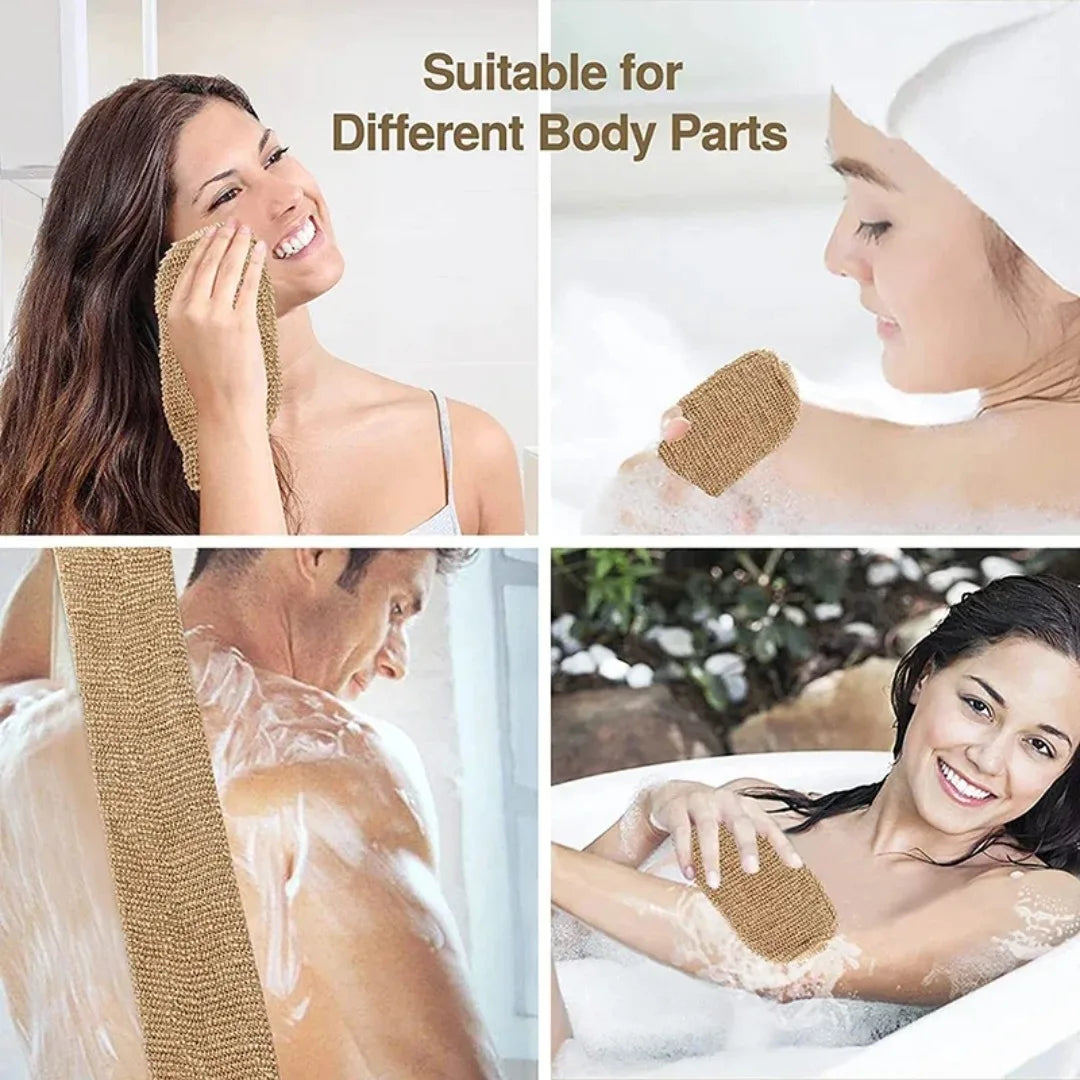 Jute Back Scrubber Exfoliating Loofah Back Strap Kit