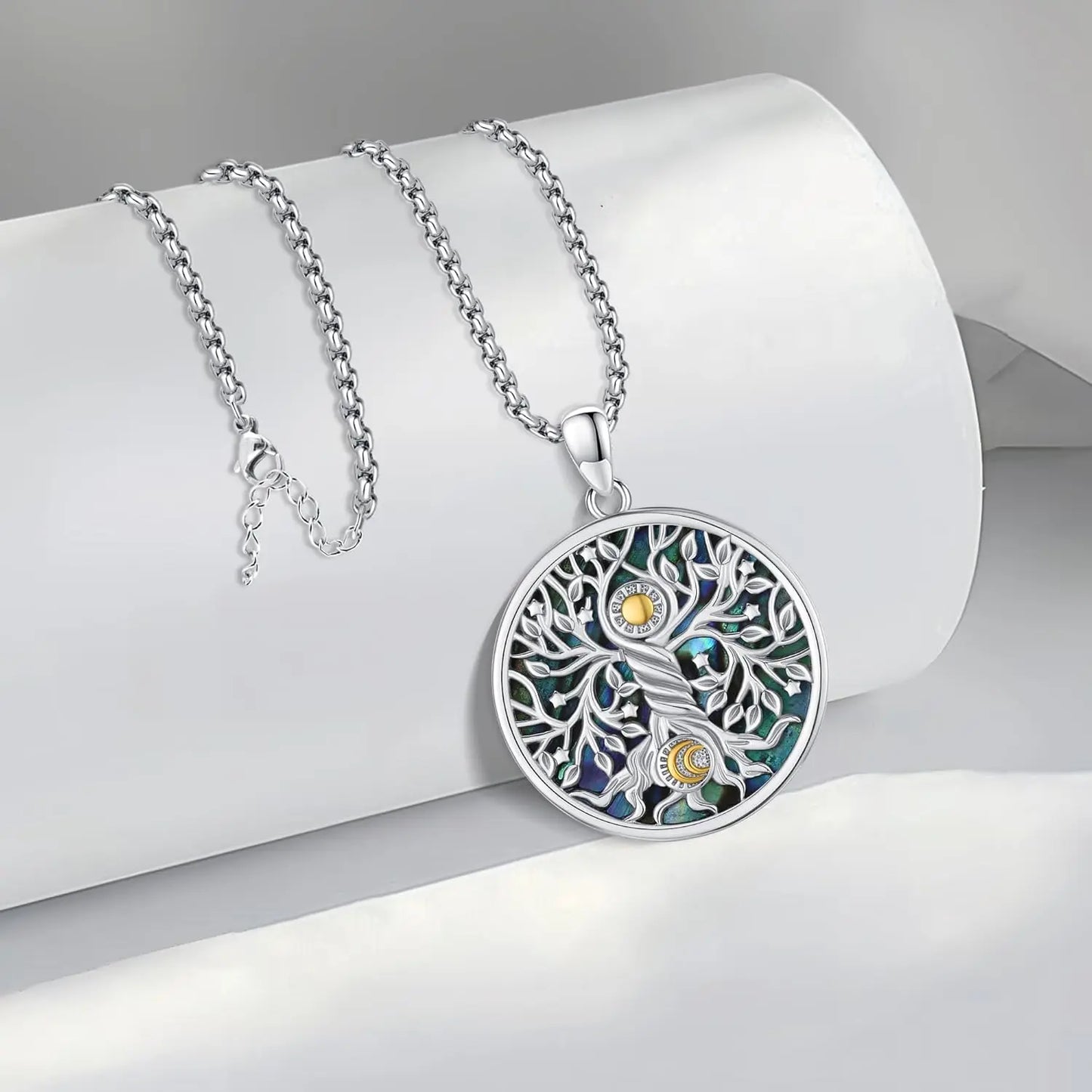 DRINSPER 925 Sterling Silver Tree Of Life Pendant Necklace