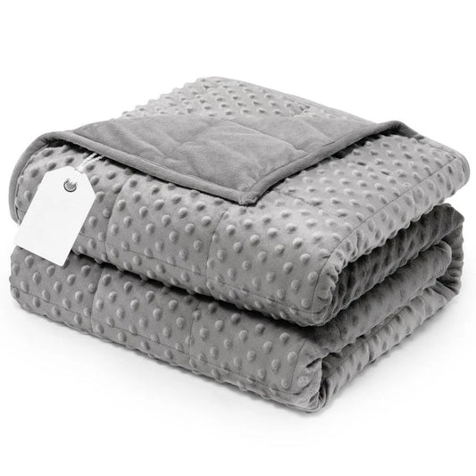 Weighted Blanket for Adults Queen Size 15 lbs, Minky Dot Cooling Heavy Blankets, Cozy Soft Washable Throw Blanket with Glass Bea