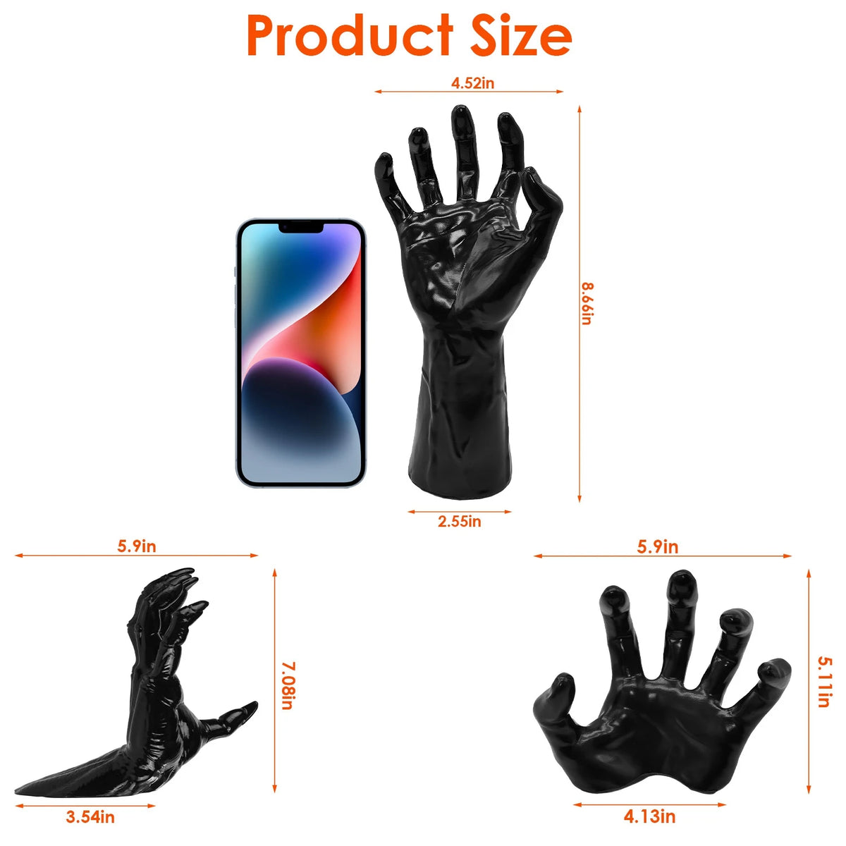 Set Of Three Eerie Reaching Hands Wall Mounted Halloween Decoration