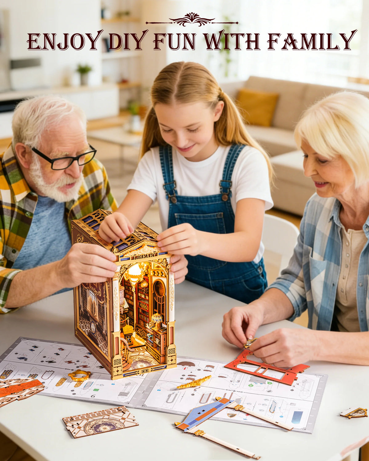 Rolife Library Of Wonders Book Nook 3D Wooden Puzzle Kit