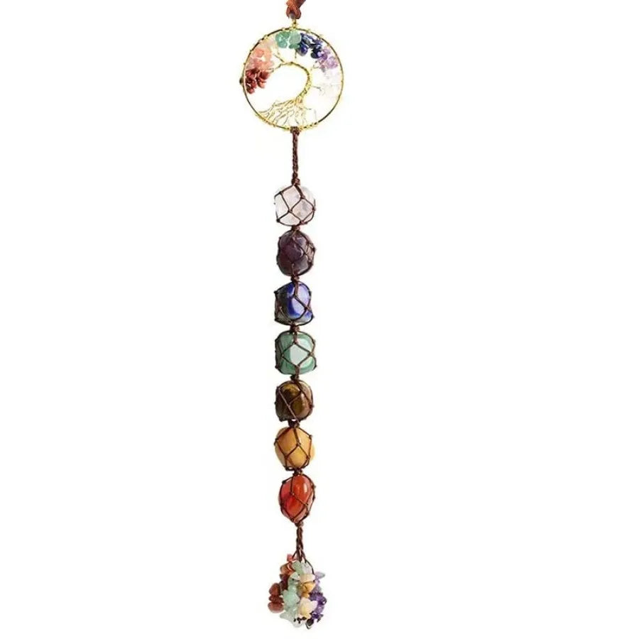 Tree of Life 7 Chakra Stones Dream Catchers Healing Crystals Gifts Window Car Hanging Ornaments Curtain Hangings Feng Shui Witc
