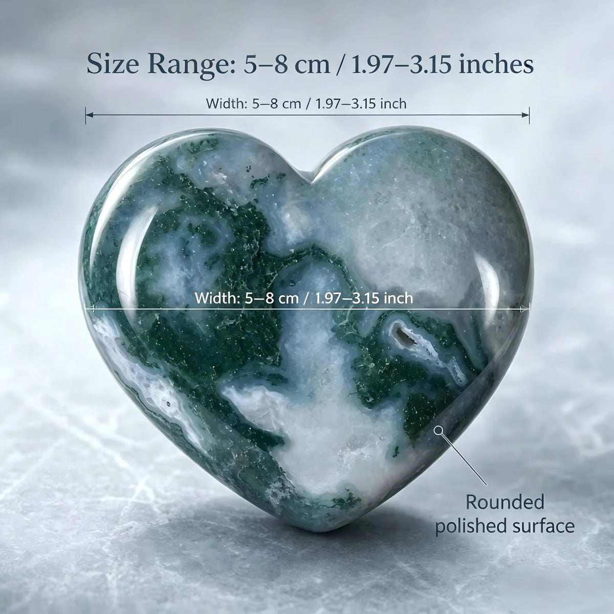 Natural Water Grass Agate Heart Desktop Ornament Pair