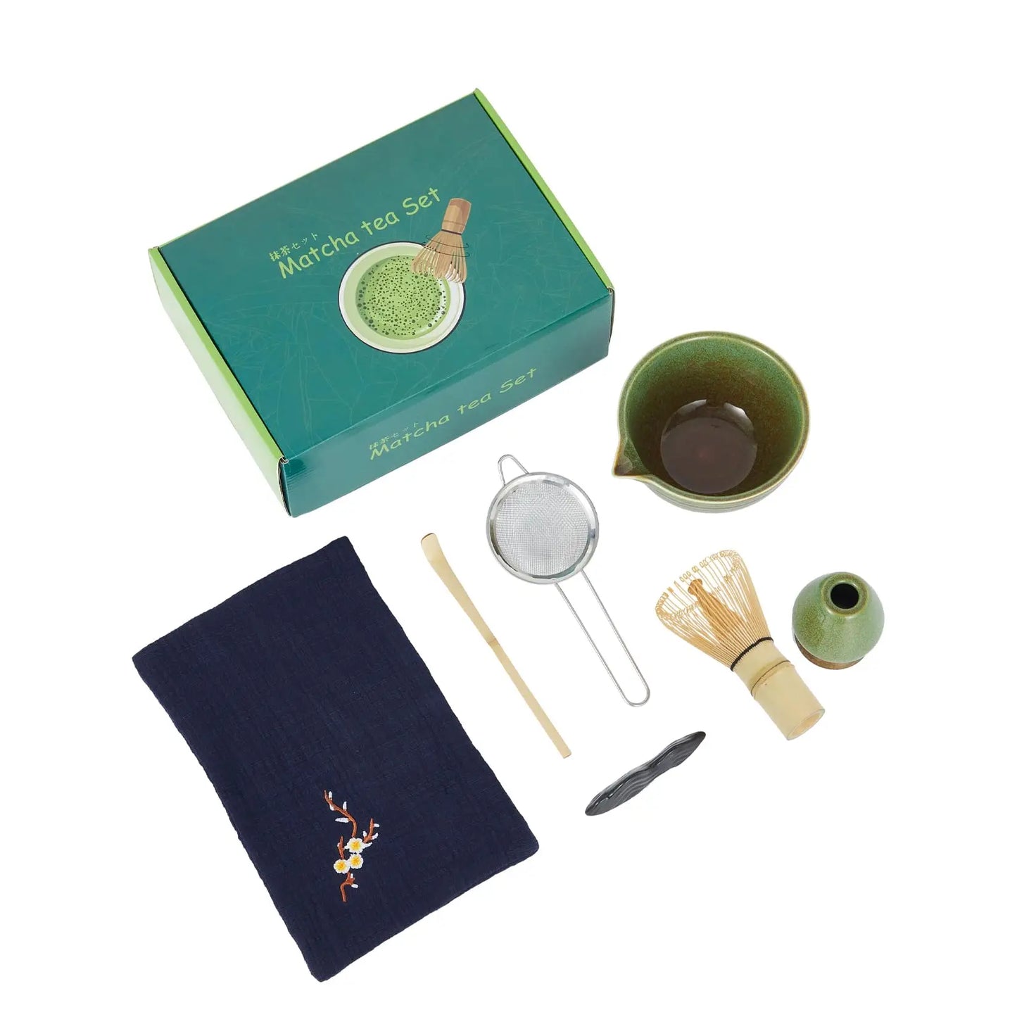 HiMISS 7 Piece Matcha Whisk Set With Ceramic Bowl Accessories